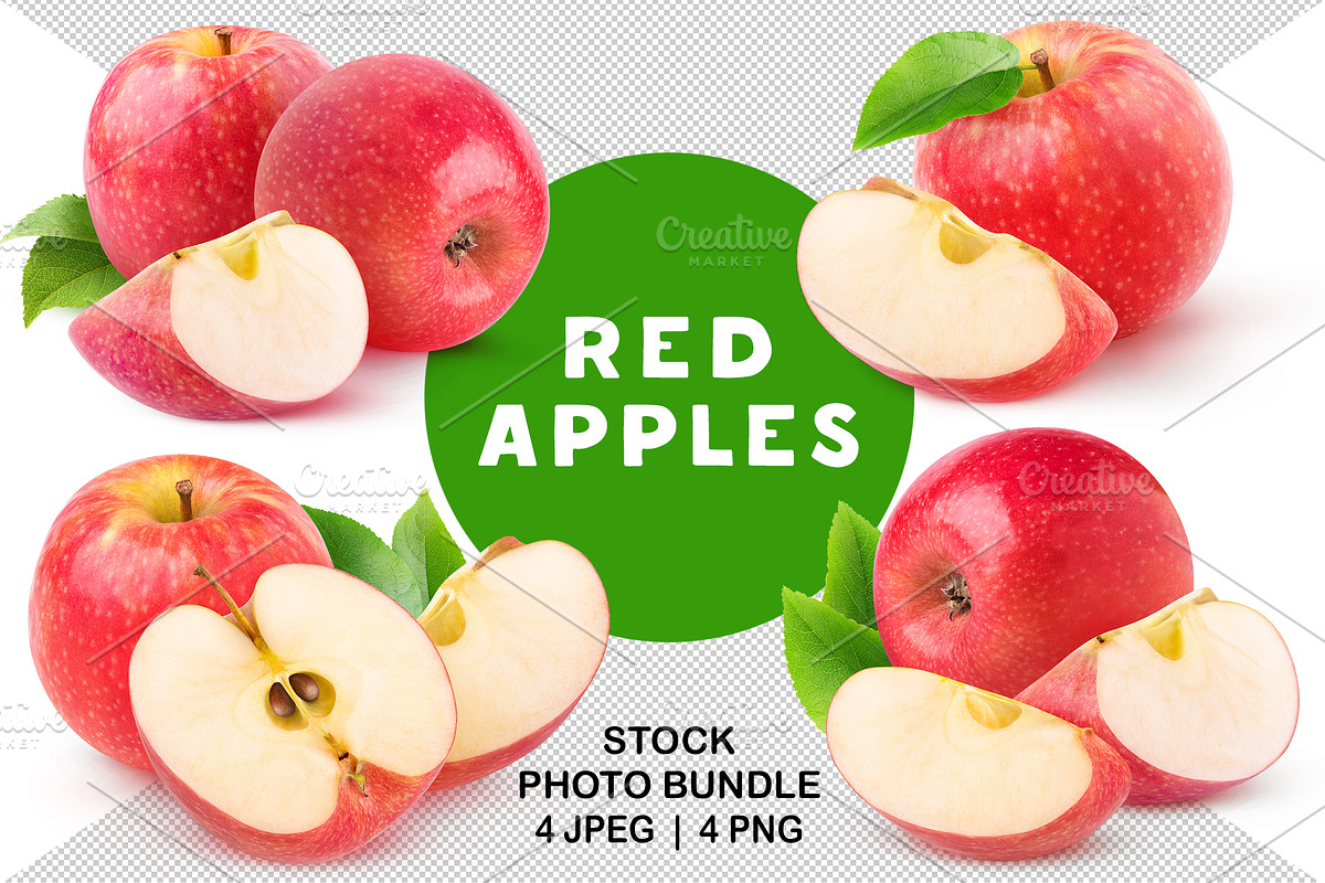 Cut red apples, an Object Graphic by Fruits+Veggies (Photo 1 of 6)