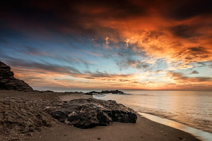 Sunset sea stock photo containing sunset and sea