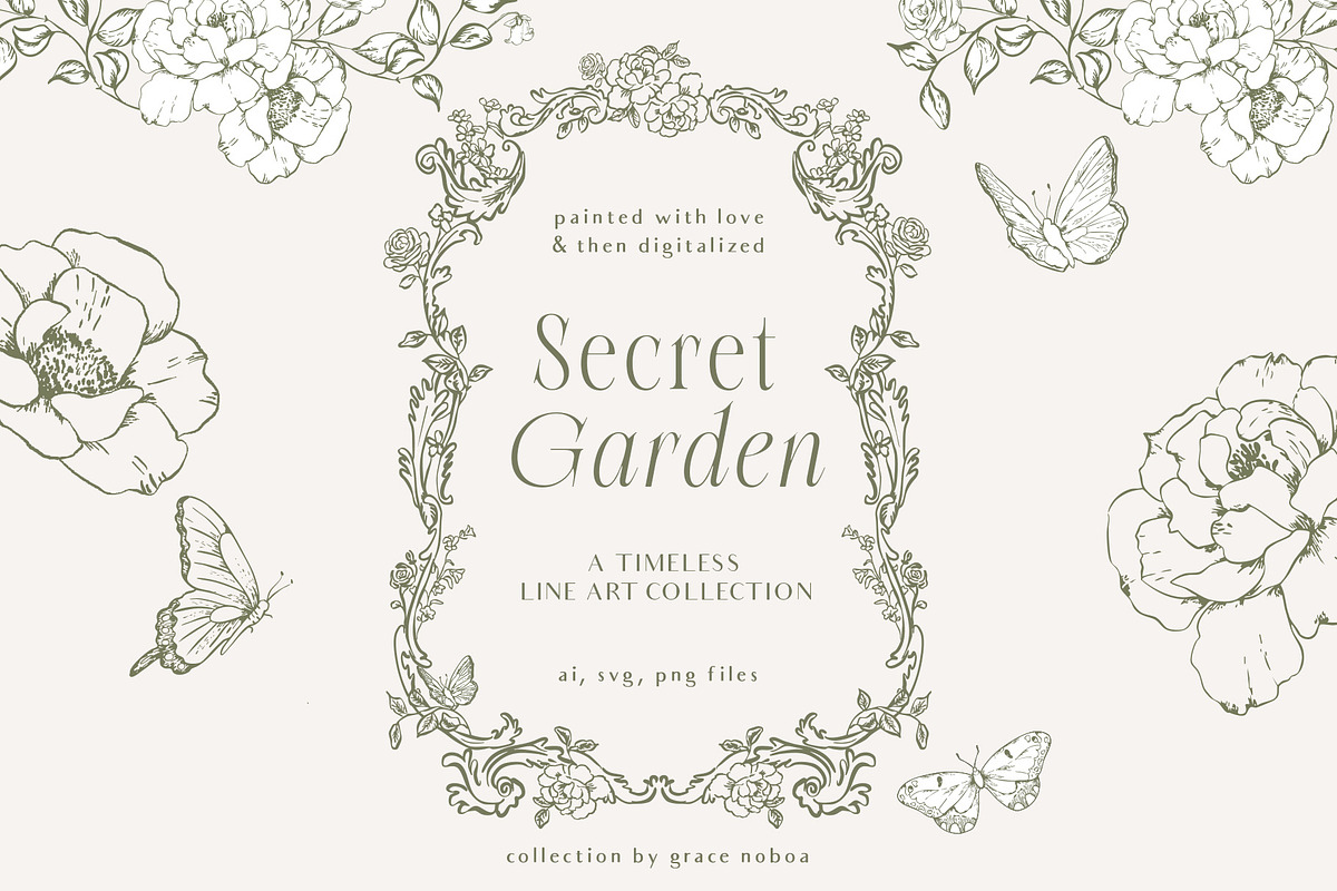 Rococco victorian floral line art, an Object Graphic by Grace Noboa Illustrations (Photo 5 of 9)