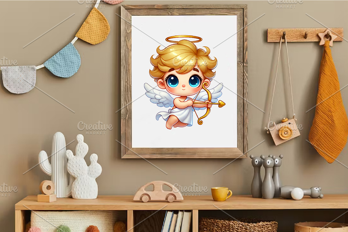 Cartoon Cupid with a bow and arrow., an Animal Illustration by KENO Mascots (Photo 7 of 8)