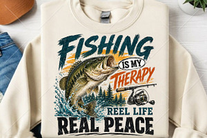 Vintage Fishing is My Therapy PNG, a Seasonal Illustration by Canvas Craft