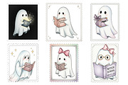Halloween Ghost Read Book Stamp Clip, an Illustration by Daily.Designs (Thumbnail 3 of 4)