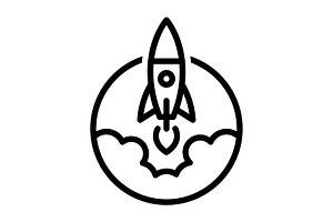 Started rocket blak icon, an Outline Icon by Creative priyanka