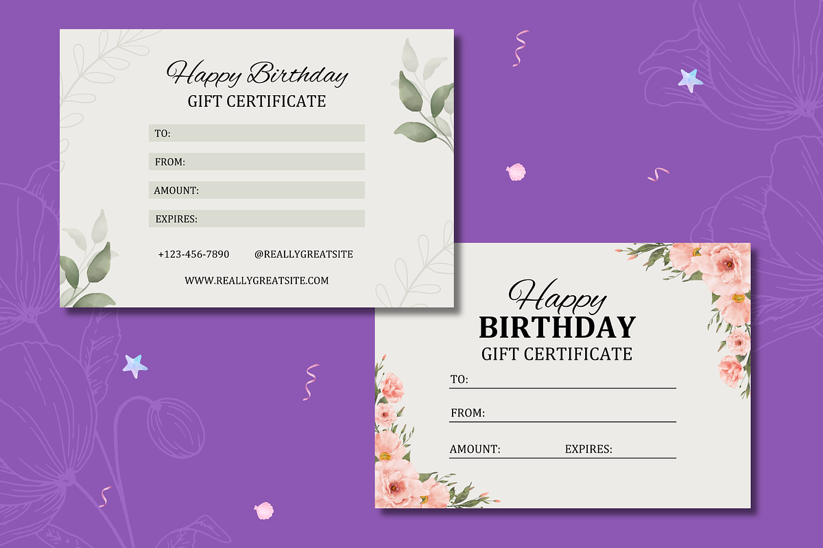 5 Birthday Gift Certificates, a Templates & Theme by TemplateCastleStore (Photo 2 of 9)