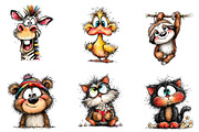 Quirky Funny Animals Clipart, an Illustration by CreationArt (Thumbnail 3 of 5)