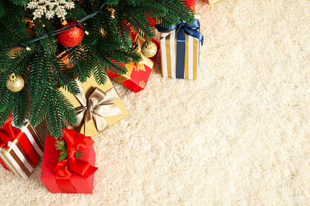 Christmas tree and presents, space for text, an Arts & Entertainment Photo by AtlasStudio PRO