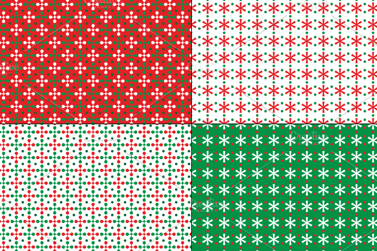 Seamless Red & Green Geometrics preview 4