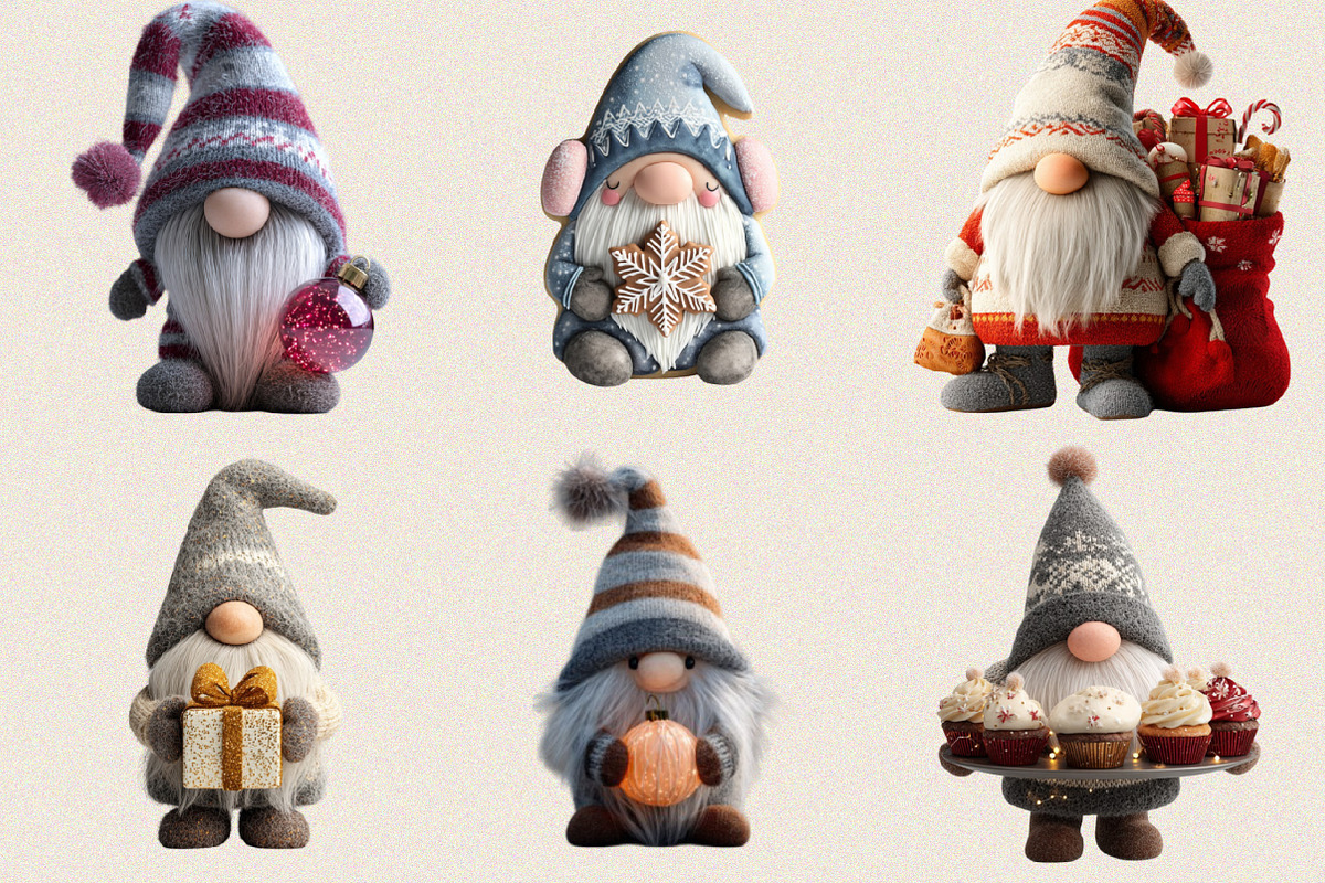 Whimsical Christmas Gnome Clipart Bu, an Illustration by SVGArt (Photo 8 of 8)