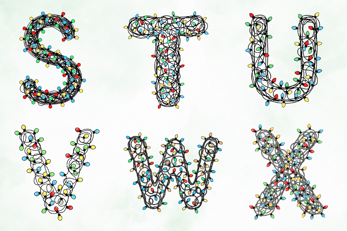 Christmas Lights Alphabet Clipart, an Illustration by Creative Art (Photo 7 of 10)