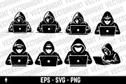 hooded figure working on a laptop, a Person Illustration by Vectorhight (Thumbnail 1 of 3)