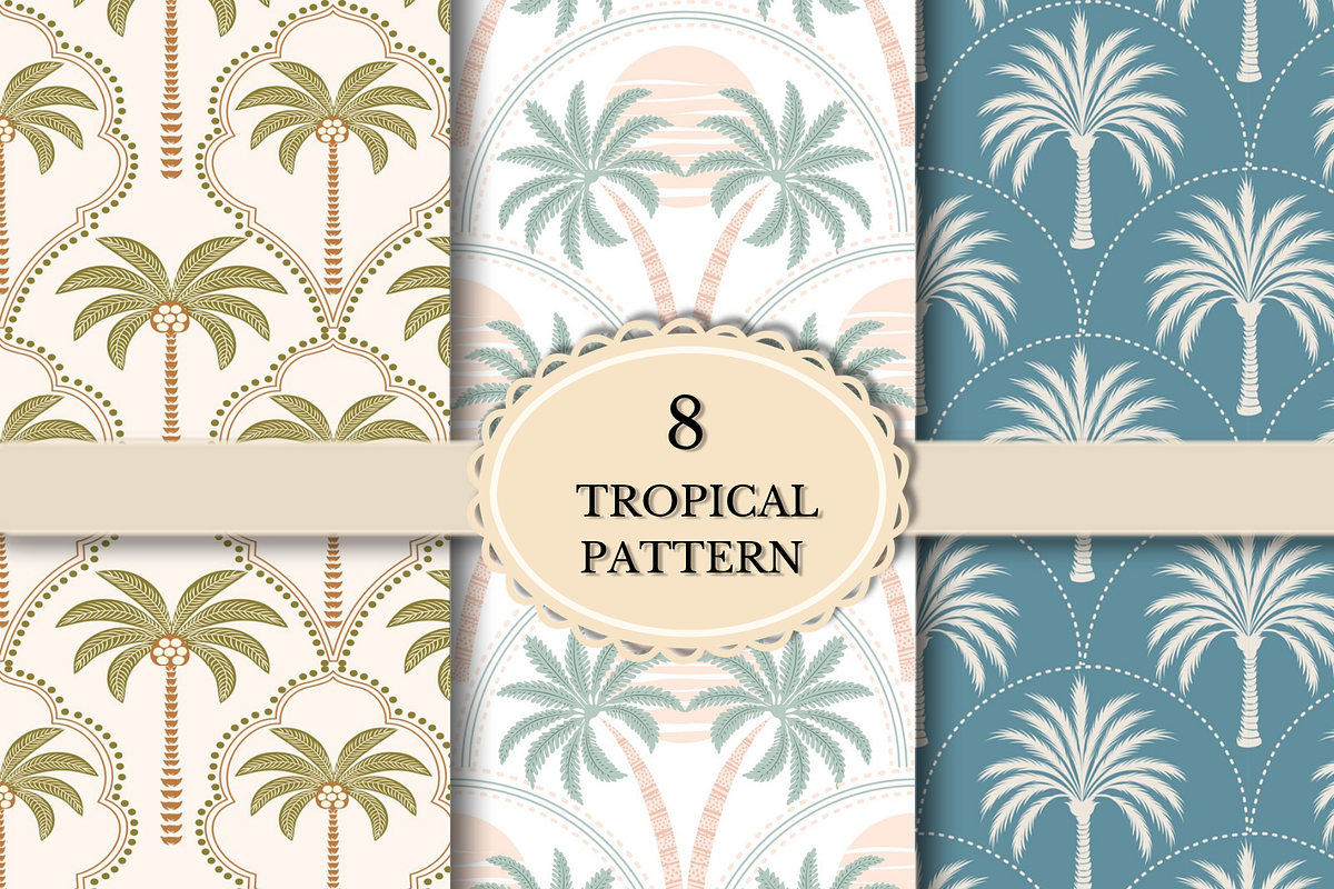 Palm Tree Tropical Seamless Patterns, a Pattern Graphic by wind mill (Photo 1 of 3)
