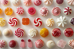 Candies forming a rainbow across a w, a Photo by LOGOCREATIVE
