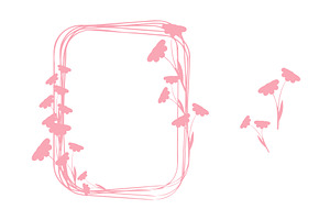 Elegant pink flower outline frame, an Object Illustration by okskukuruza