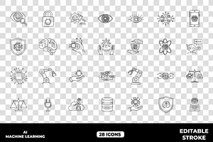 AI Machine Learning Outline Icons, an Emoji Icon by Unique Design Team