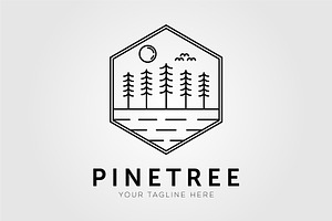 winter and pine tree outline logo, an Outline Icon by Rizkaarishandy_shop