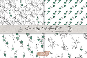 Doodle Eucalyptus botanical line art