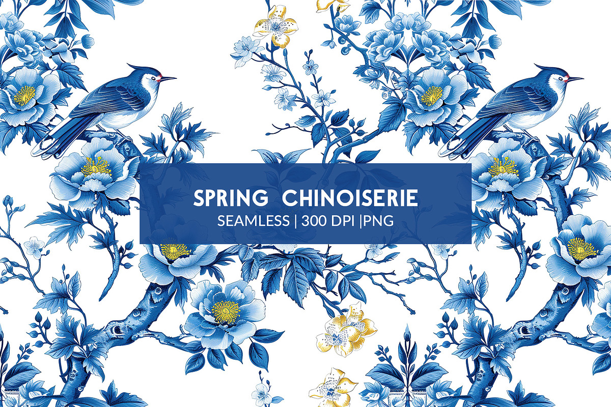 SPRING CHINOISERIE Seamless Pattern, a Pattern Graphic by AYAKA Studio Co. (Photo 1 of 8)