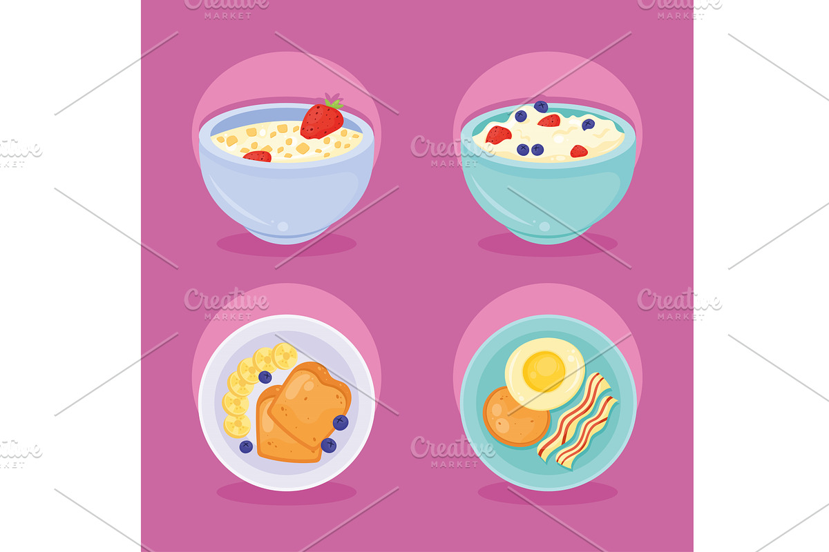 delicious breakfast menu icons, a Food Illustration by studiogstock