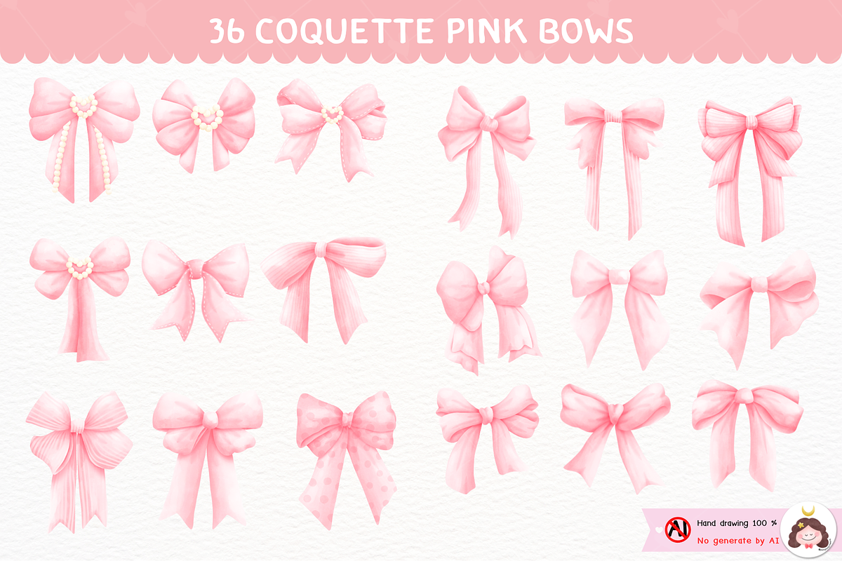Pink Coquette Ribbon Clipart, an Object Illustration by ponponartwork (Photo 2 of 6)