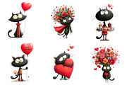 whimsical cats valentines day clipar, an Illustration by CreationArt (Thumbnail 3 of 6)