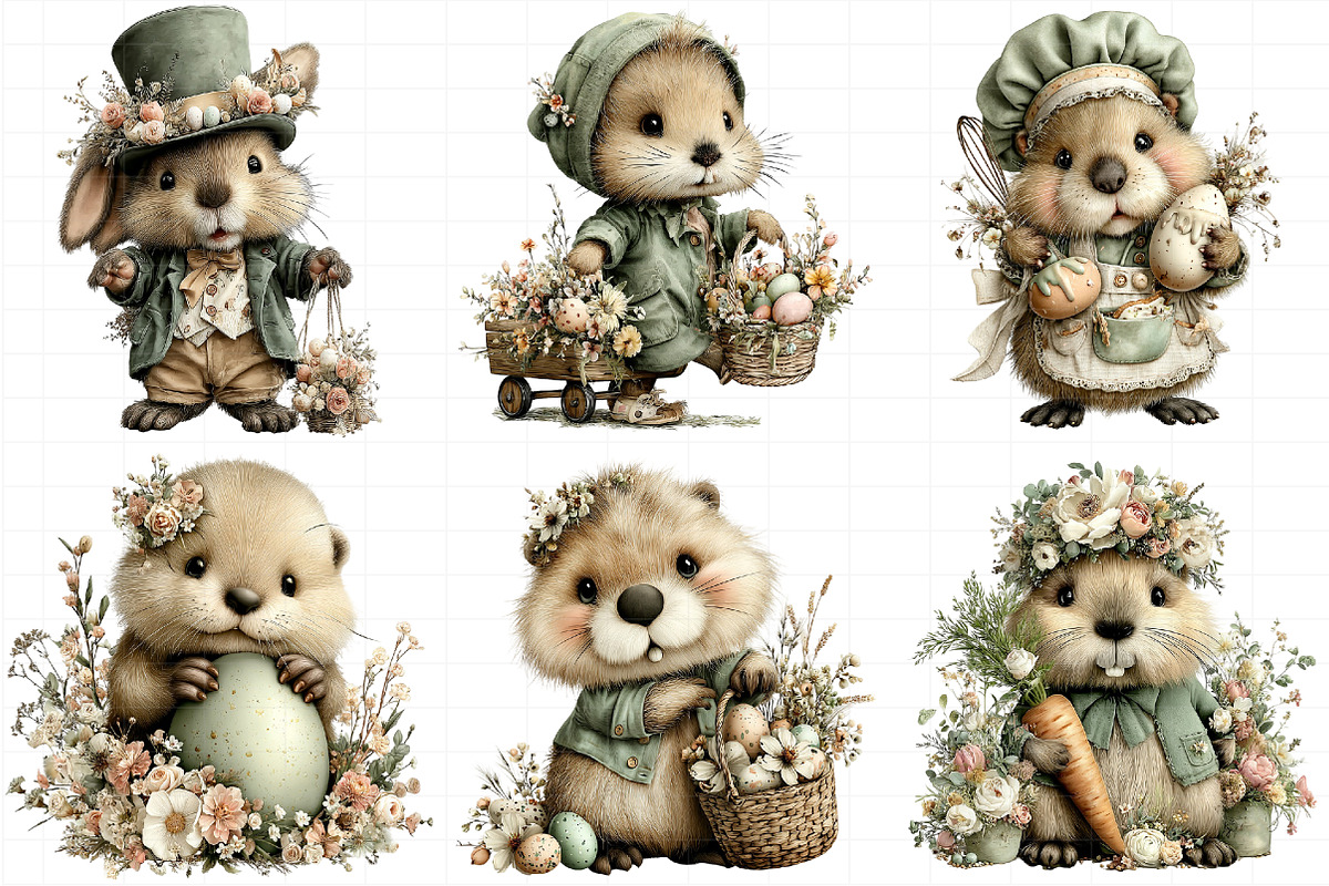 Whimsical Easter Beaver Clipart, an Illustration by Daily.Designs (Photo 3 of 8)