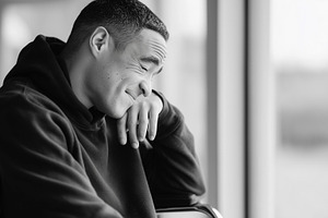 Black and white portrait of disabled, a Person Photo by MistyDay