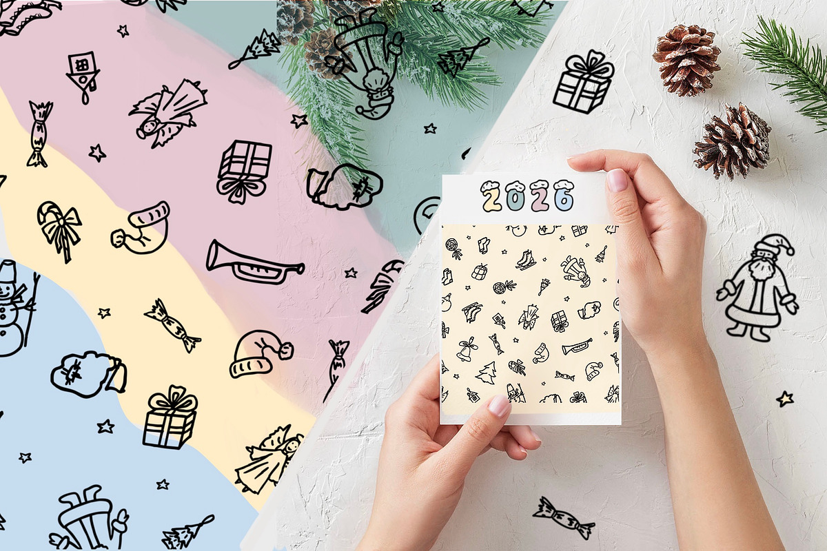Line art Winter seamless Pattern PNG, a Seasonal Illustration by NatArt (Photo 3 of 4)