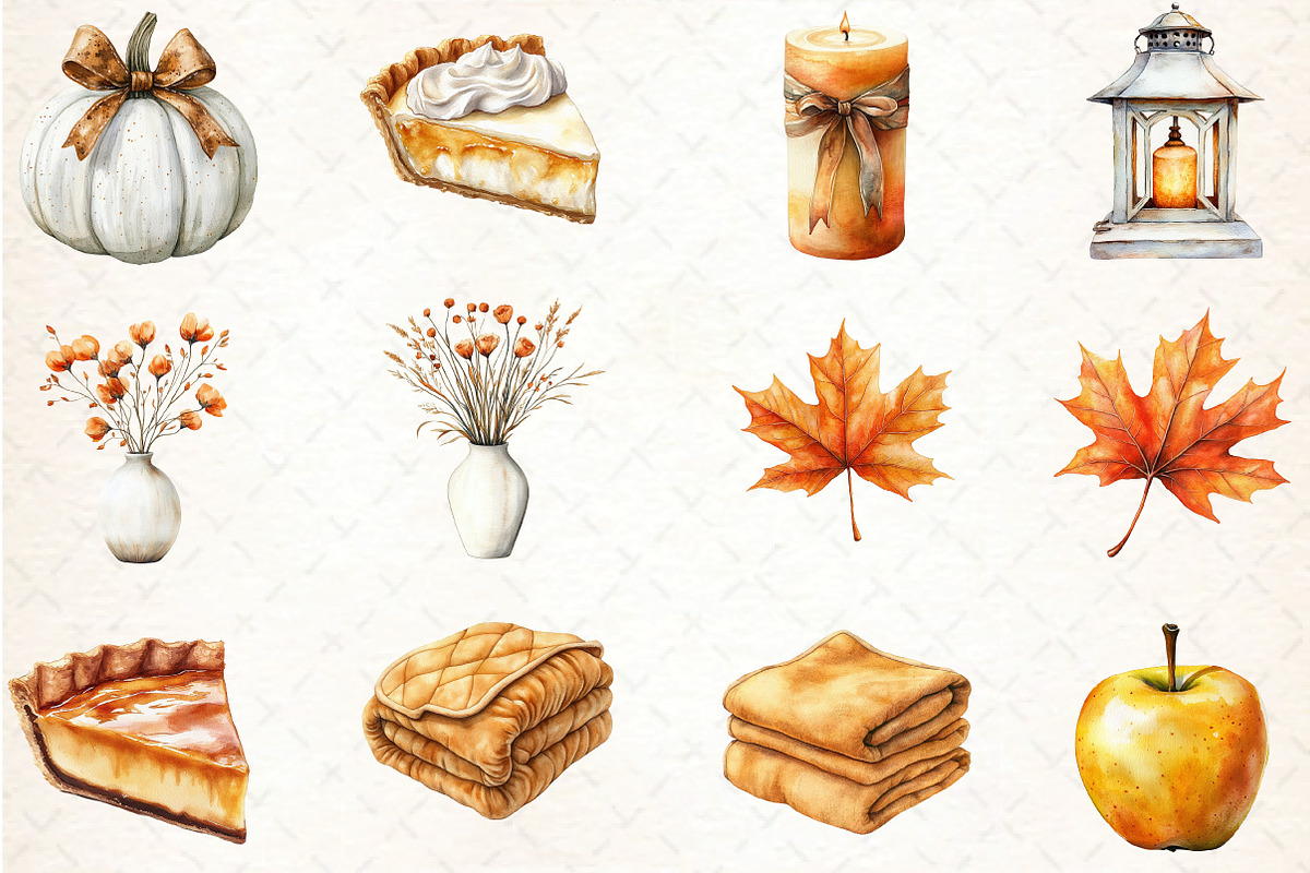 Cozy Caramel & White Fall Clipart, an Illustration by DreamCafeArt (Photo 2 of 5)