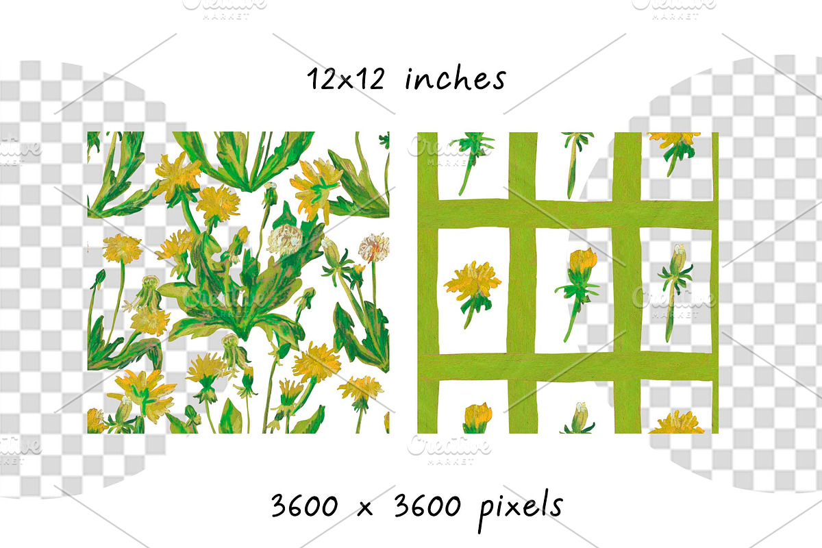 Kids Crayon Dandelion Seamless, a Pattern Graphic by Lucyinyourheart (Photo 2 of 10)