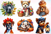 Watercolor Autumn Dog Clipart Bundle, a Seasonal Illustration by Canvas Craft (Thumbnail 4 of 8)