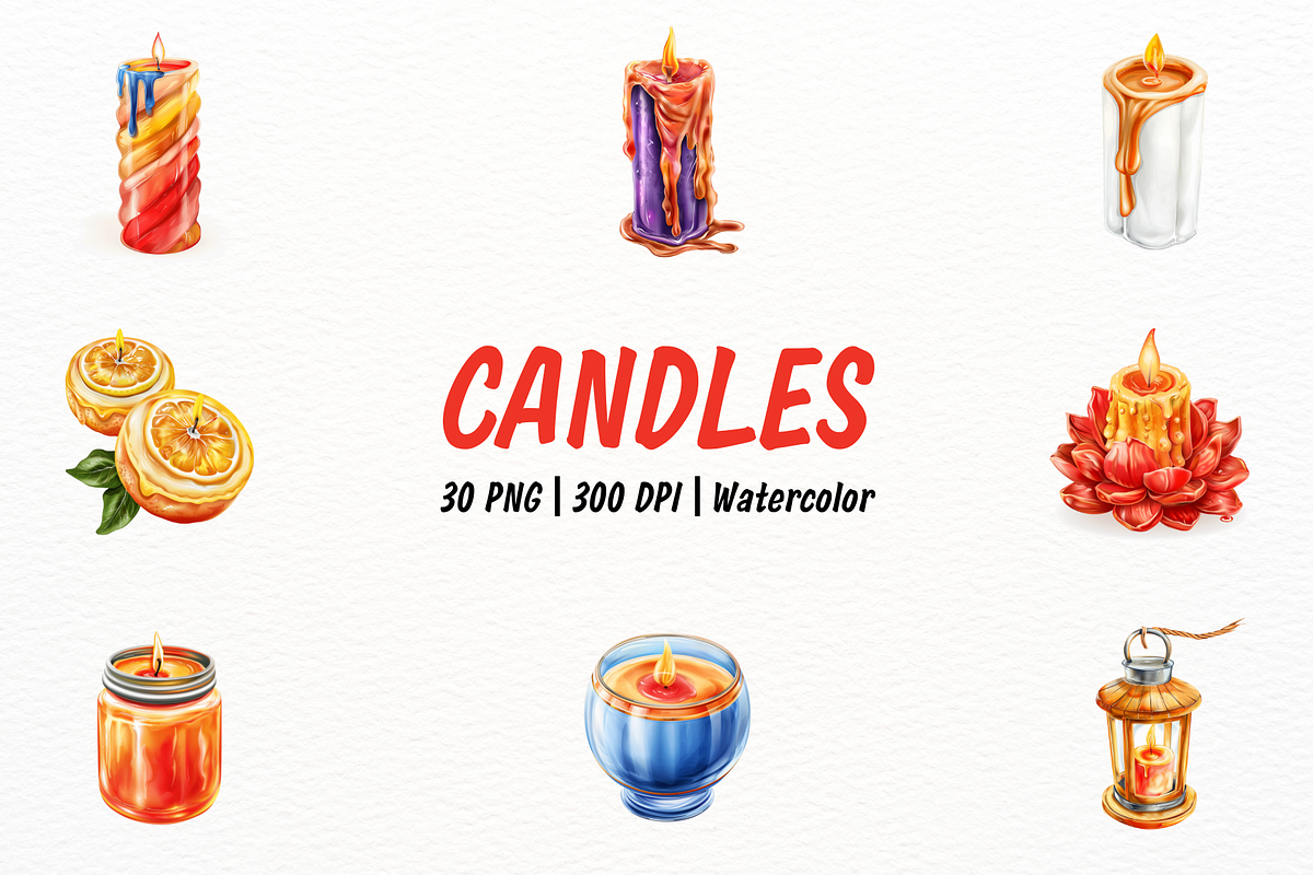 Hyperrealistic Watercolor Candle, an Object Illustration by New-School-Wave (Photo 1 of 5)