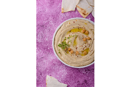 Hummus from chickpeas and pita bread, a Food & Drink Photo by Yulia Furman