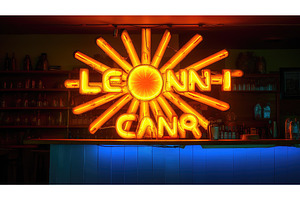 bar sun neon sign ai generated, an Abstract Photo by pikepicture