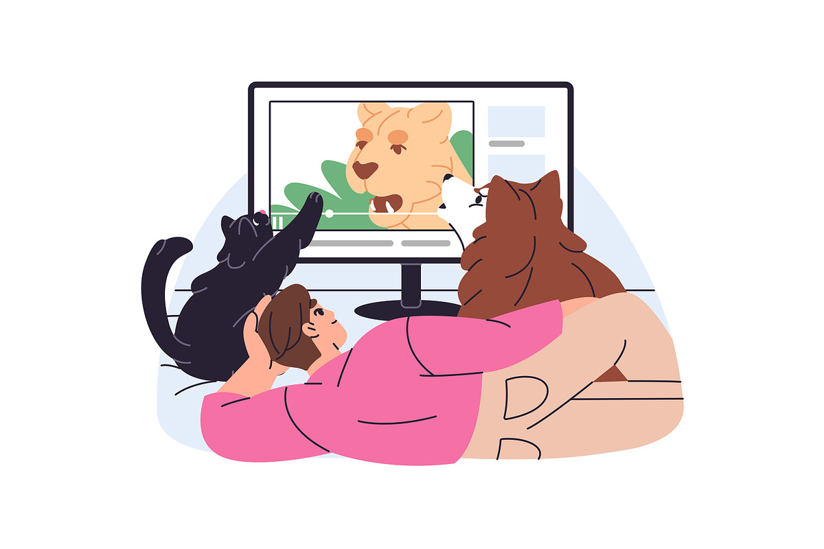 Pet owners with cute cats, dogs set, an Animal Illustration by PaperTrident (Photo 4 of 9)