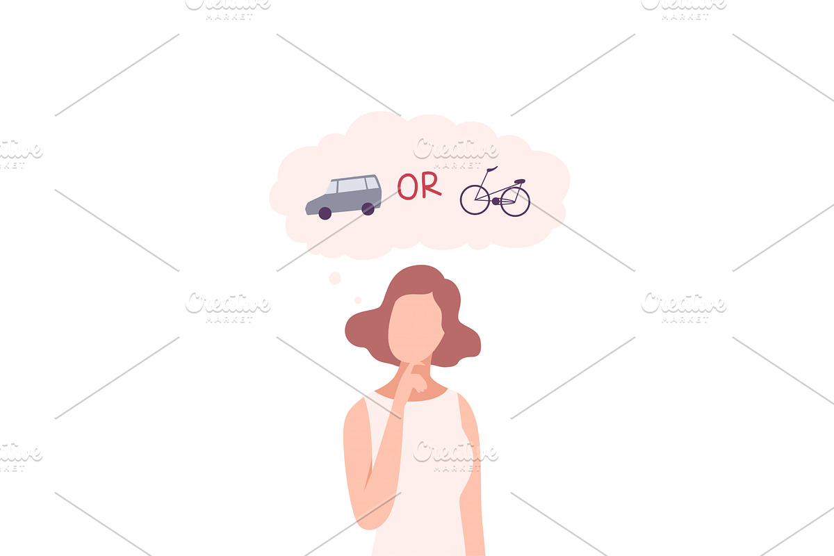 Young Woman Trying to Make Decision, a Person Illustration by TopVectors