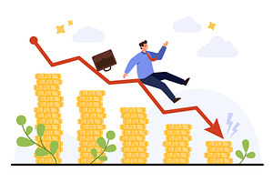 Businessman Falling on Downward, a Finance Illustration by Flashvector