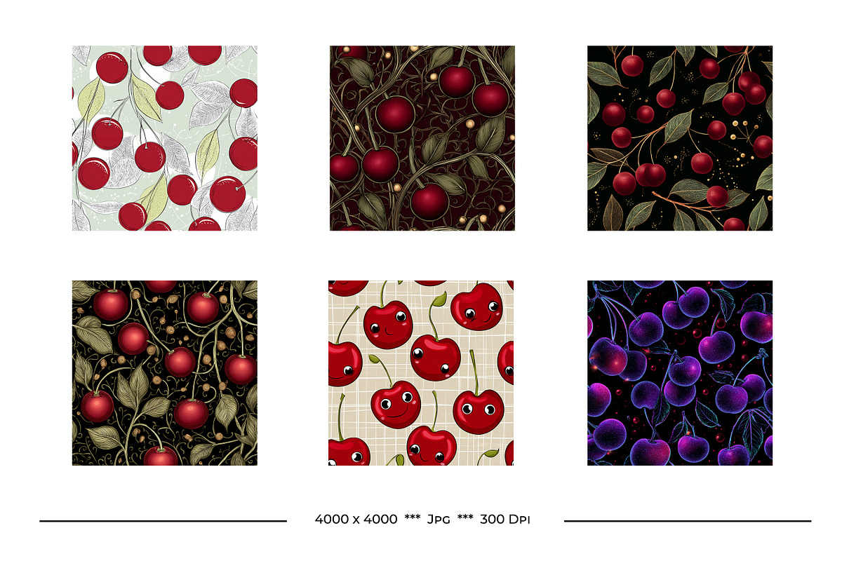 Cherry Retro Art Style Patterns, a Pattern Graphic by karenfoleyphoto (Photo 3 of 15)