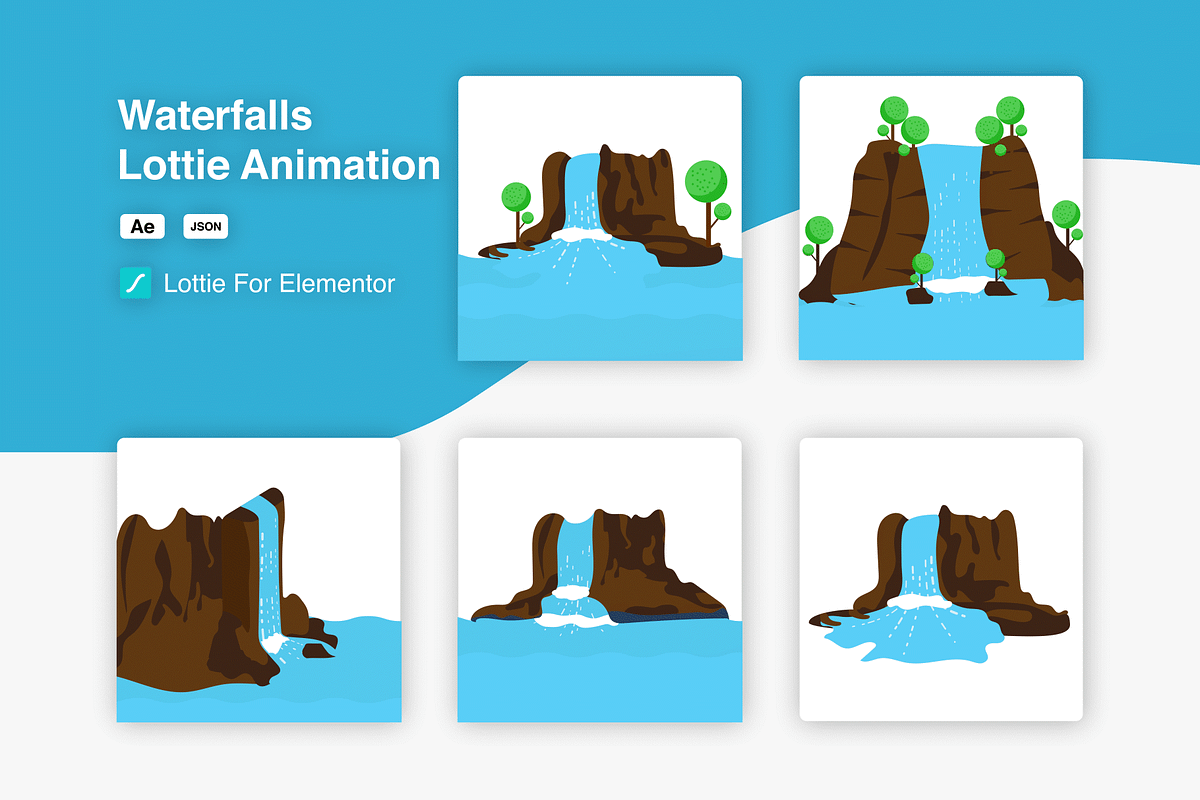 Waterfalls Lottie Animation Pack, an App Template by smrony (Photo 2 of 2)