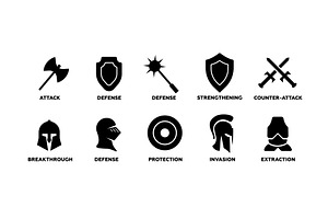 Black icon set with swords and, an Object Illustration by skripnikbb