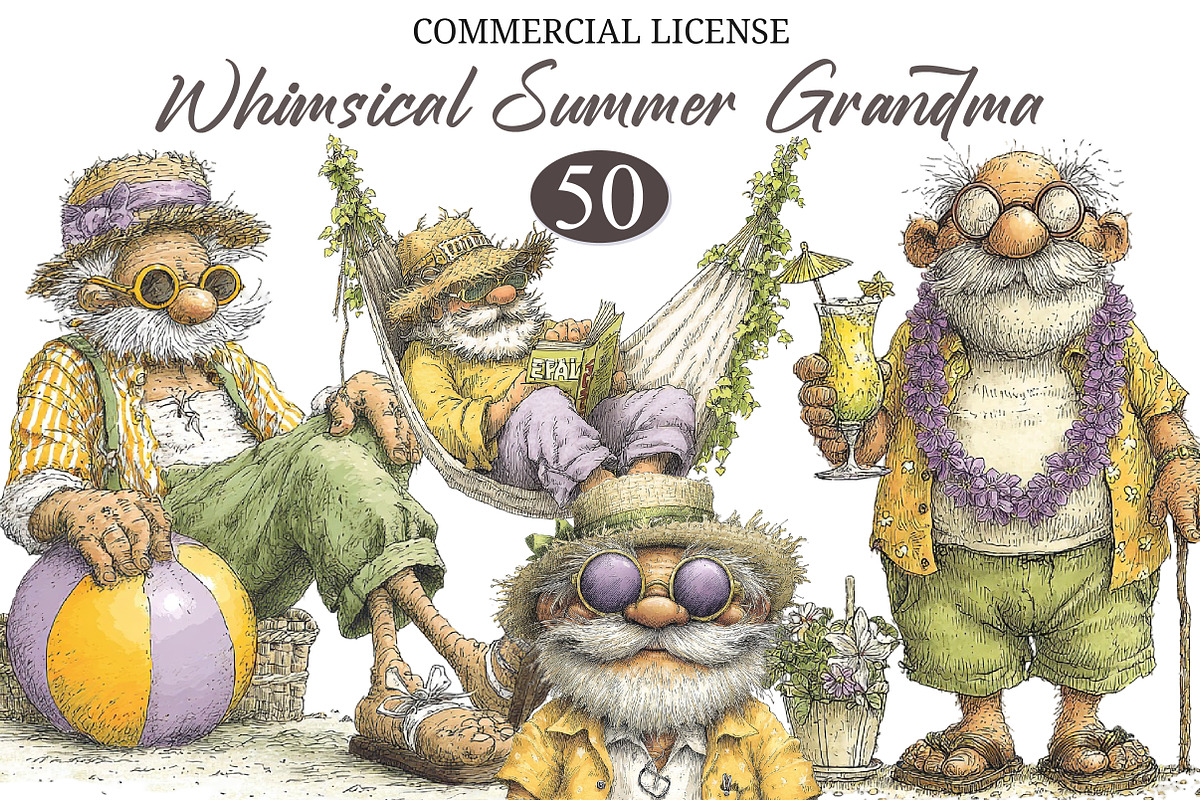 Whimsical Summer Grandpa Clipart, a Seasonal Illustration by designcity5 (Photo 1 of 5)