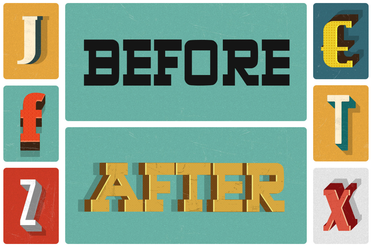 Retro Text Layer Styles - Photoshop, a Layer Style Add-On by Creativenauts (Photo 4 of 4)