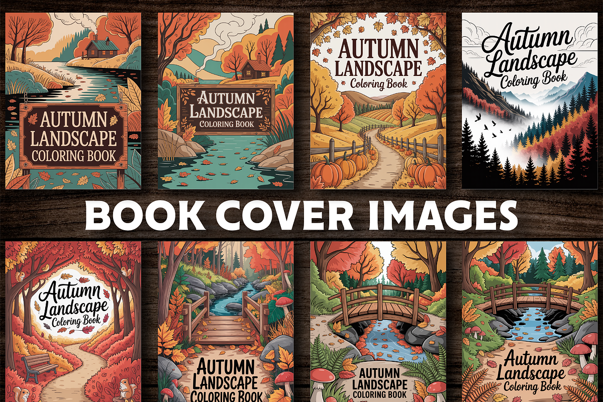 Autumn Landscape Coloring Book, a Seasonal Illustration by Design Station (Photo 3 of 5)