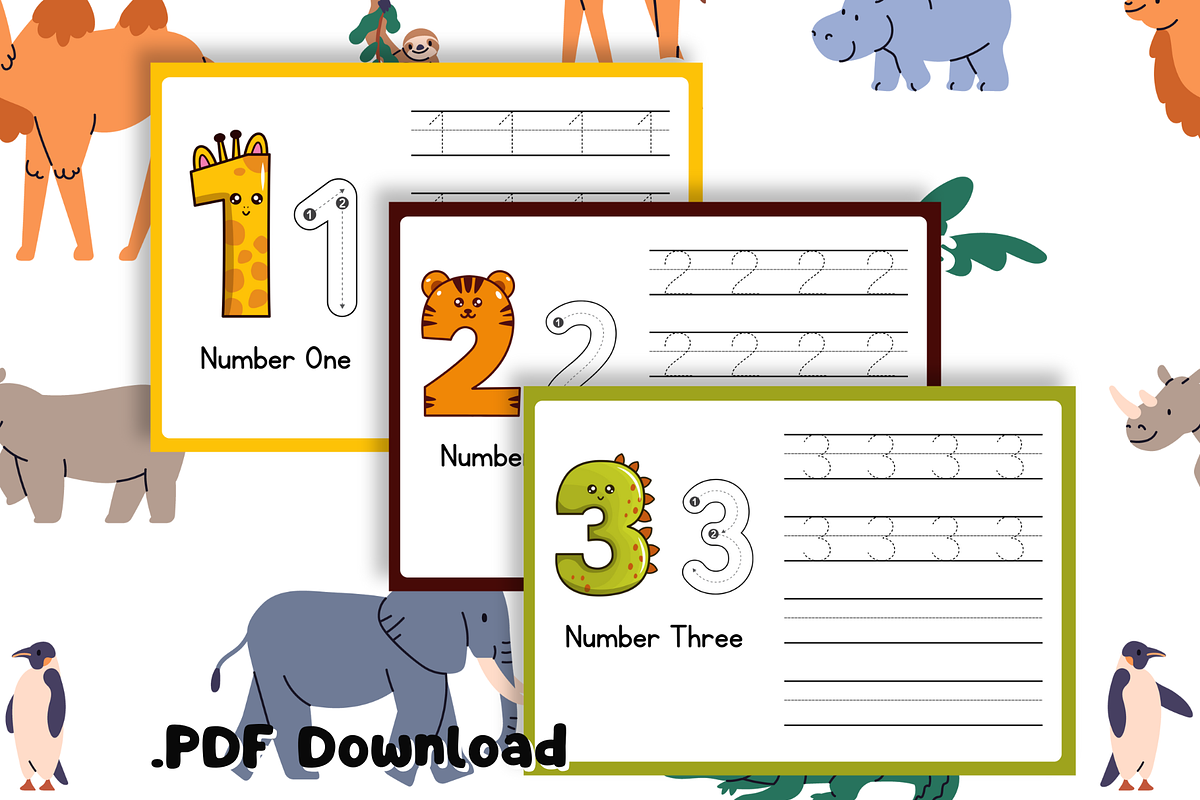 Ebook - Animals Tracing Numbers 0-10, a Stationery Template by Glücklich Studio (Photo 2 of 4)