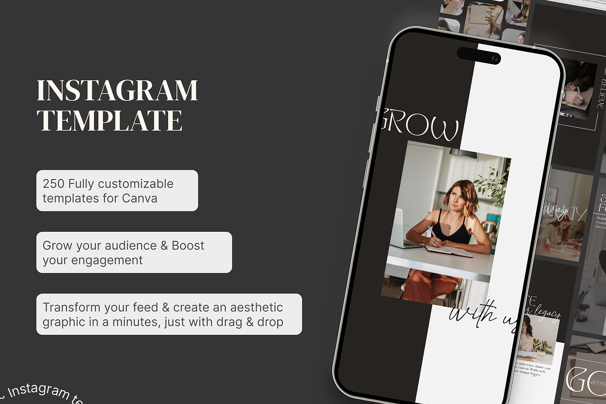 Dark Canva IG Templates, a Social Media Template by VeliusCreativeStudio (Photo 8 of 10)