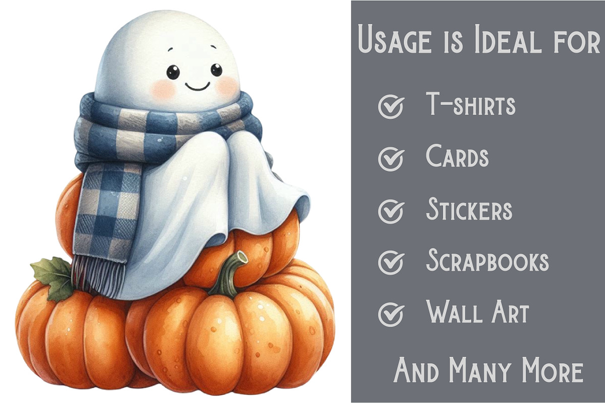 Boho Fall Halloween Ghost Png Clipar, an Illustration by Pixels.Craft (Photo 3 of 6)