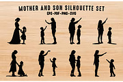 Mom and Son Black Silhouette Bundle, an Object Illustration by Gfx Expert Team (Thumbnail 1 of 3)