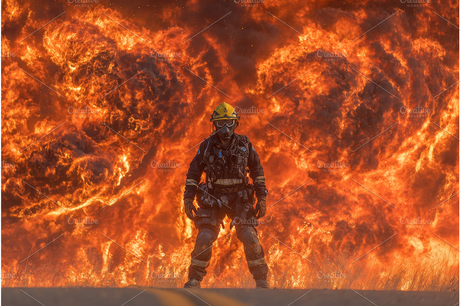 Firefighter making efforts to, a Person Photo by ZinetroN