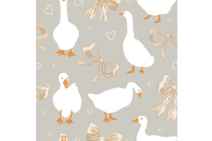 Seamless pattern with beige bows and, an Animal Illustration by Toltemara