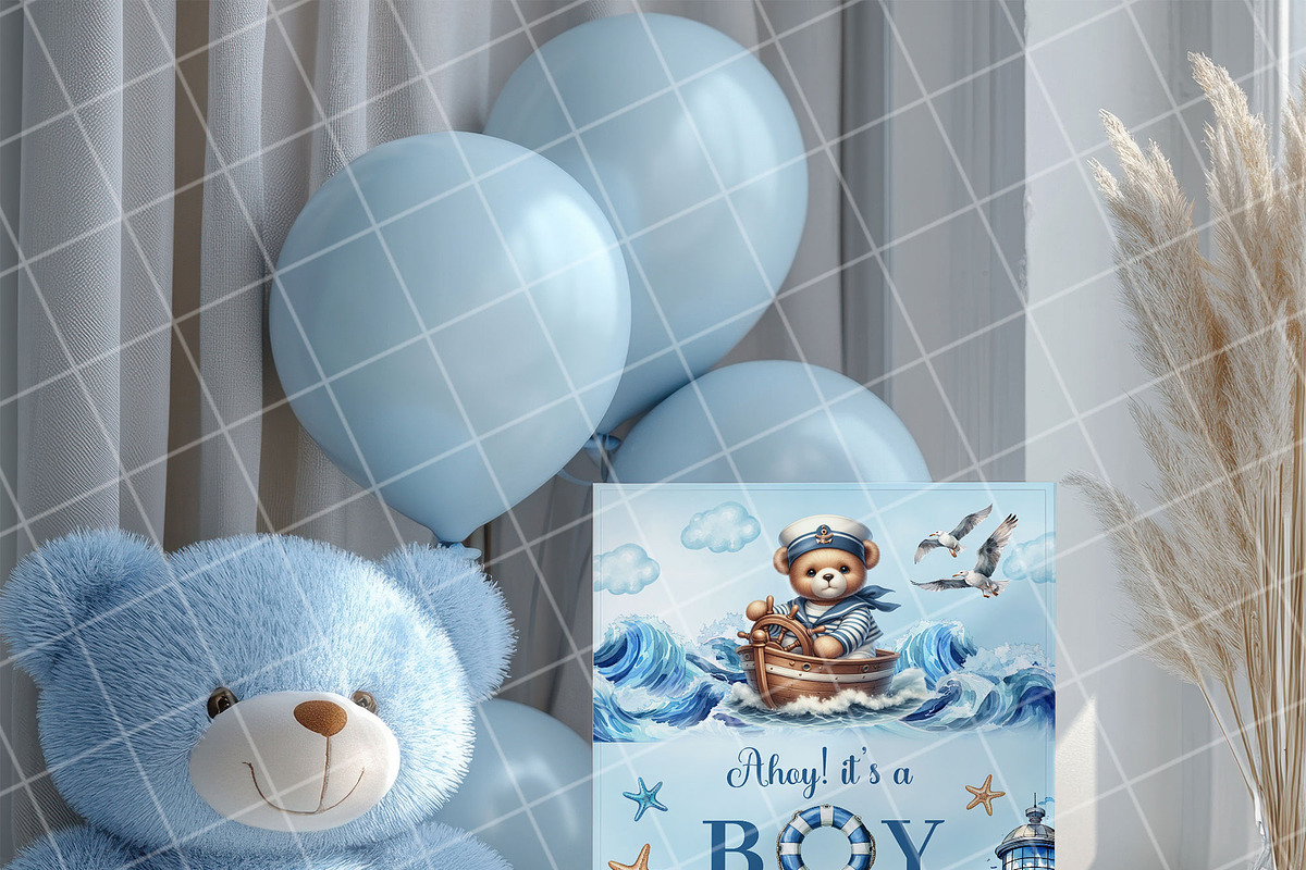 Boy baby shower invitation mockup PS, an Advertising Mockup by Blush Roses Print (Photo 3 of 7)