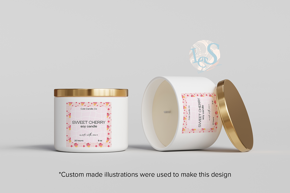 Cute Pink Candle Label Template, a Stationery Template by Little Creative Scribbles (Photo 4 of 6)